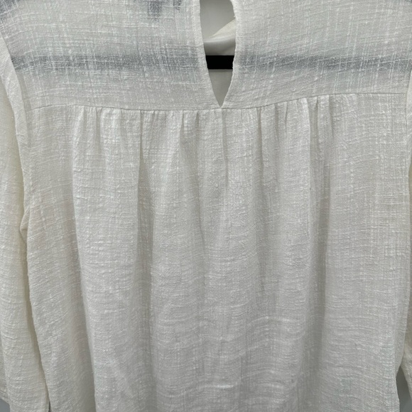 ROOLEE S Cream textured cotton lagonlook boho cottagecore long sleeve woman top - Picture 7 of 11